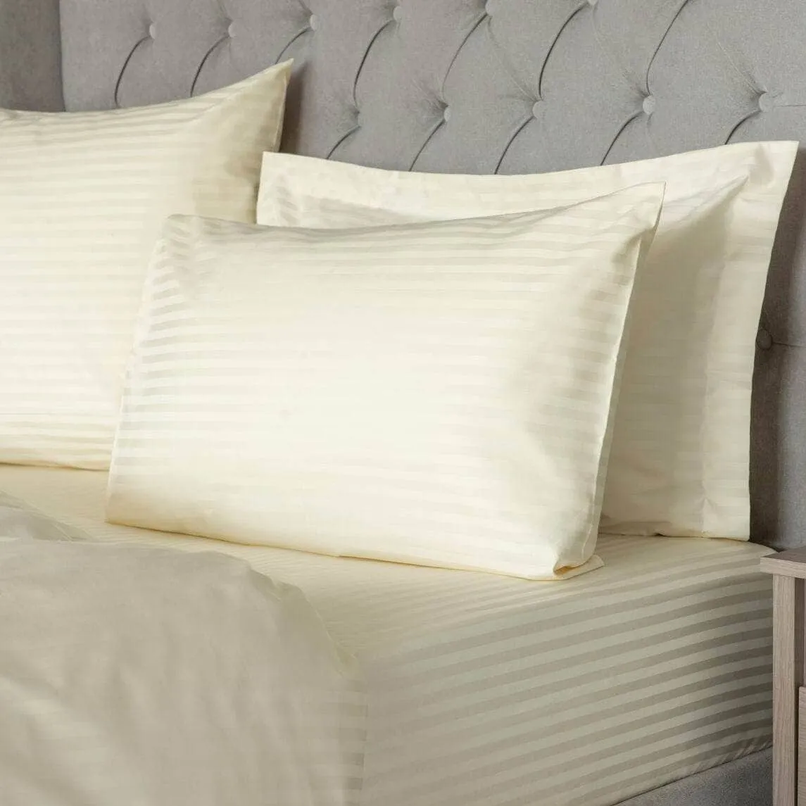 Hotel Satin Stripe Oxford Pillowcase - Ivory