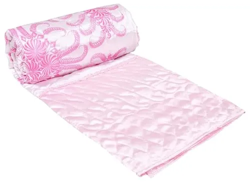 House Of Alpha Pure Satin 210 GSM Jaipuri Dohar/Razai/Blanket/Quilt Single Bed Cotton Soft Lightweight (Double Bed - 90 x 108 Inch) (Light Pink)