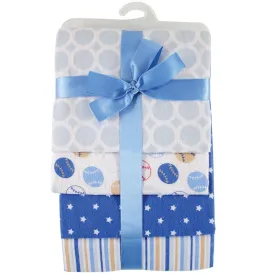 Hudson Baby Cotton Flannel Receiving Blankets, Blue Baseball