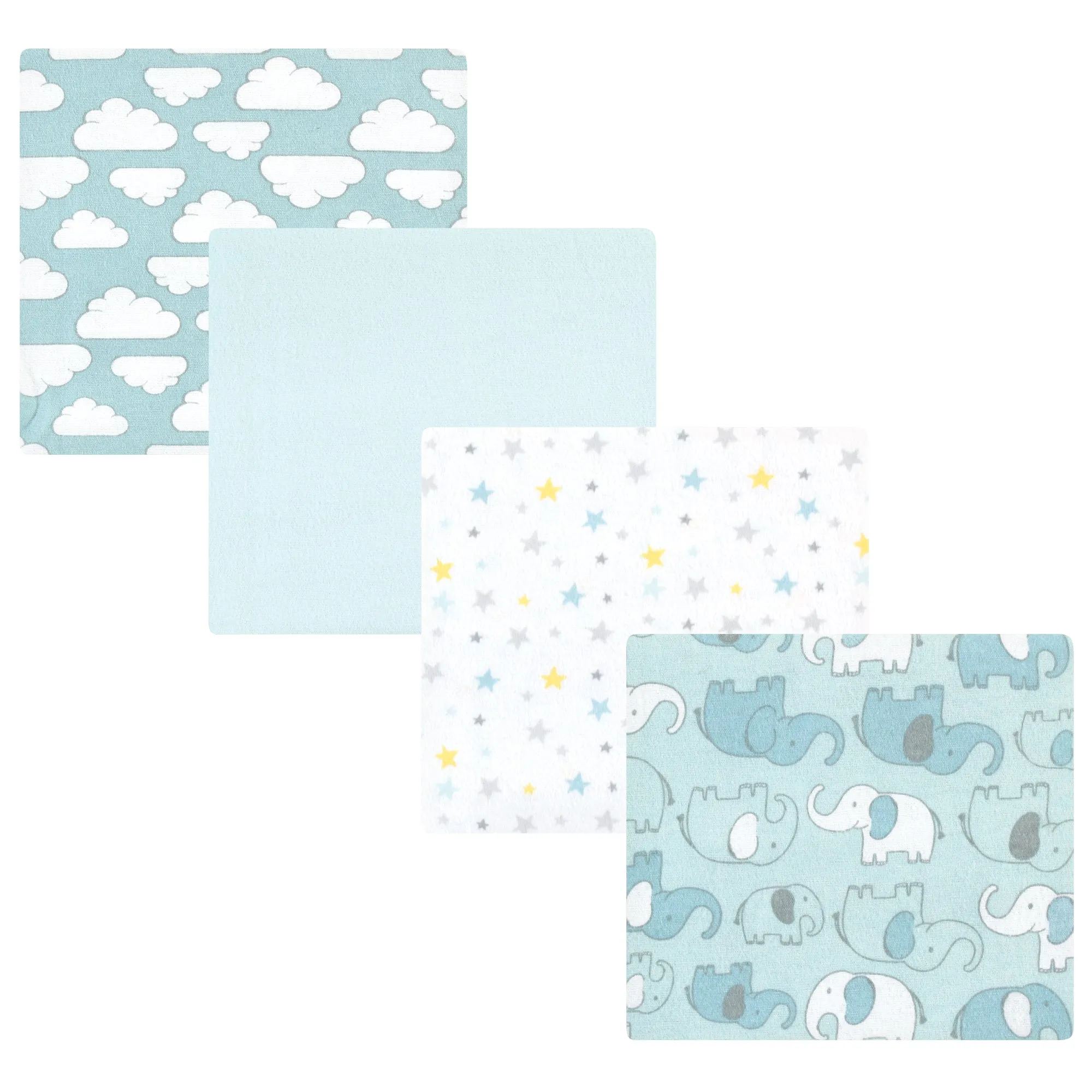 Hudson Baby Cotton Flannel Receiving Blankets, Boy New Elephant