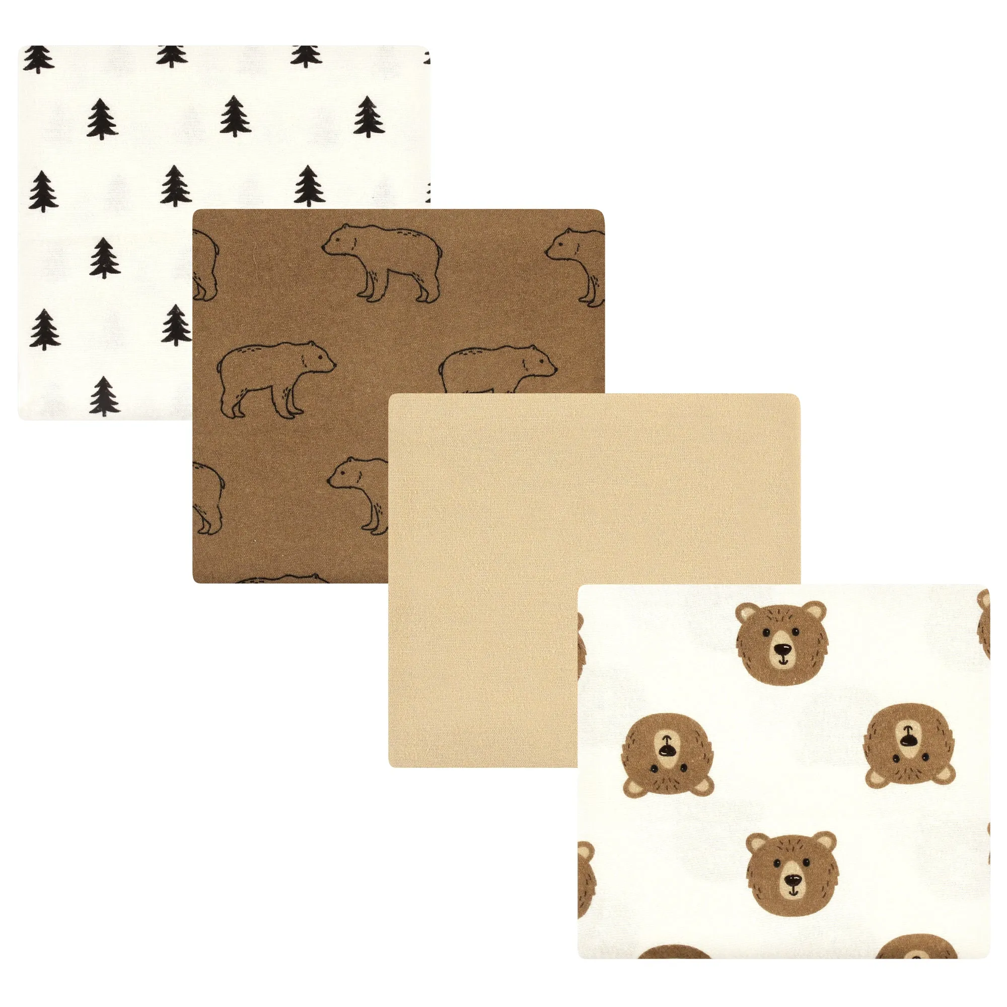 Hudson Baby Cotton Flannel Receiving Blankets, Brown Bear