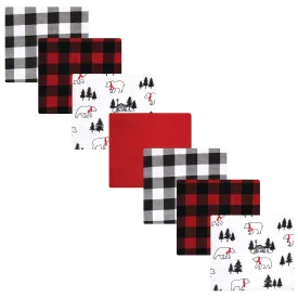 Hudson Baby Cotton Flannel Receiving Blankets Bundle, Buffalo Plaid Bear