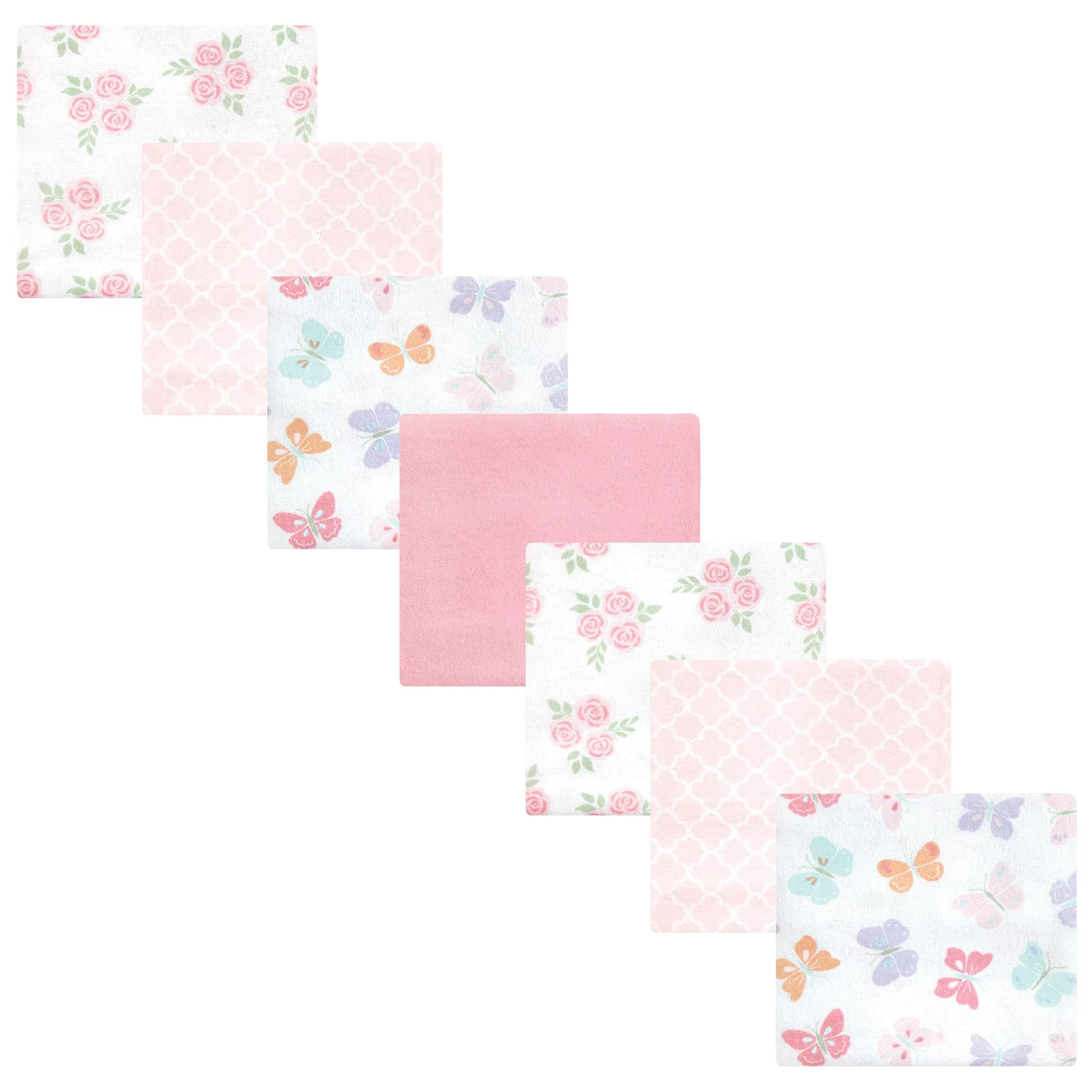 Hudson Baby Cotton Flannel Receiving Blankets Bundle, Pastel Butterfly