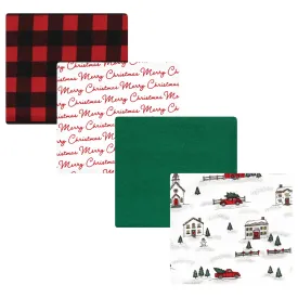 Hudson Baby Cotton Flannel Receiving Blankets, Christmas Scene