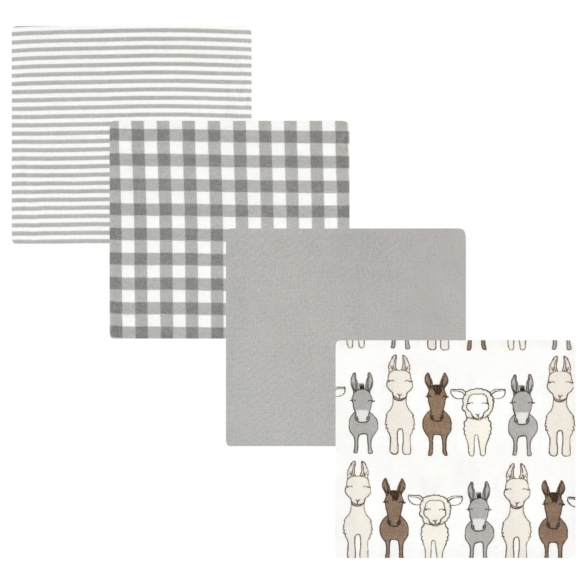 Hudson Baby Cotton Flannel Receiving Blankets, Farm Friends Cream