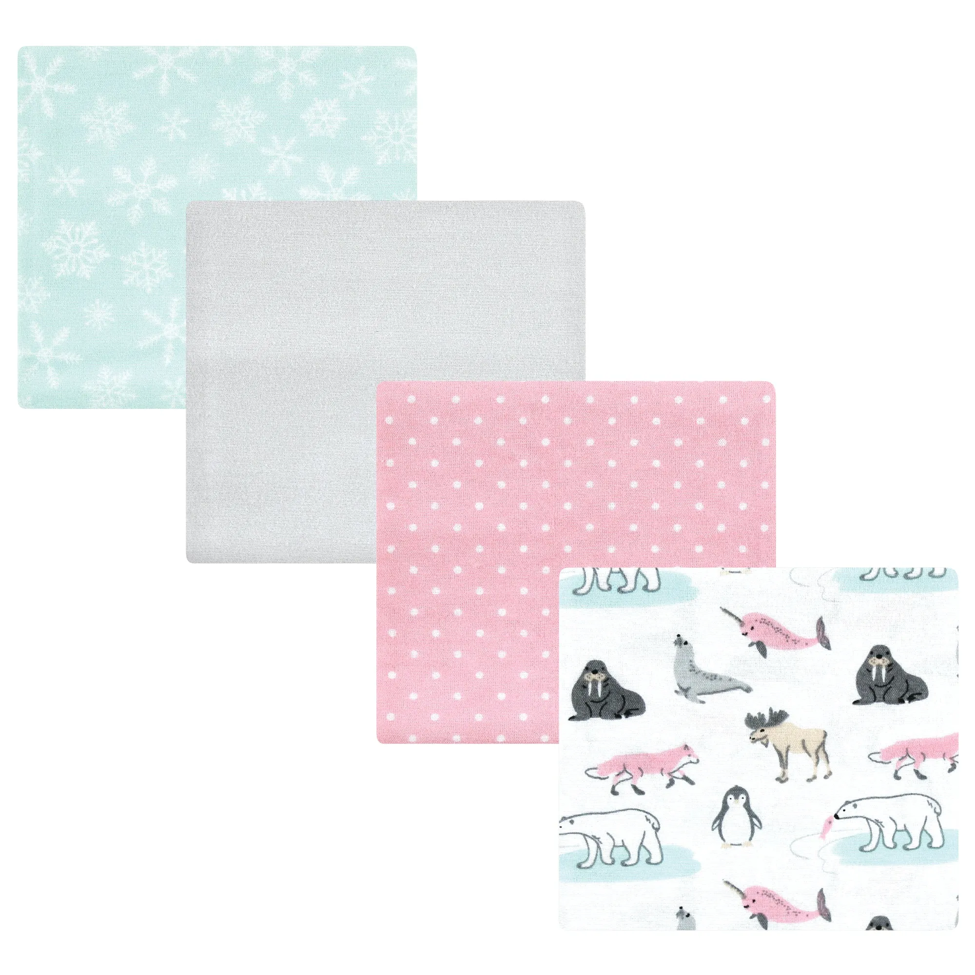 Hudson Baby Cotton Flannel Receiving Blankets, Girl Arctic Animals