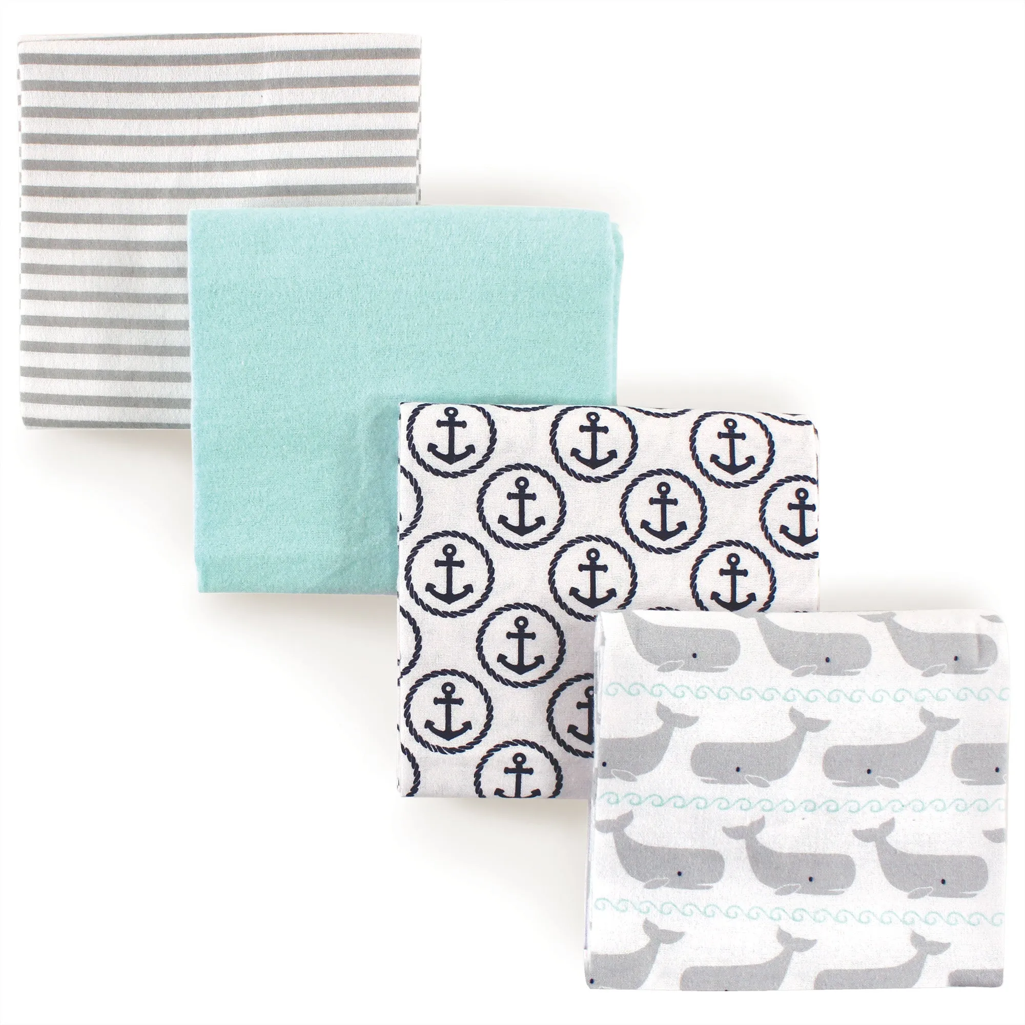 Hudson Baby Cotton Flannel Receiving Blankets, Gray Whale