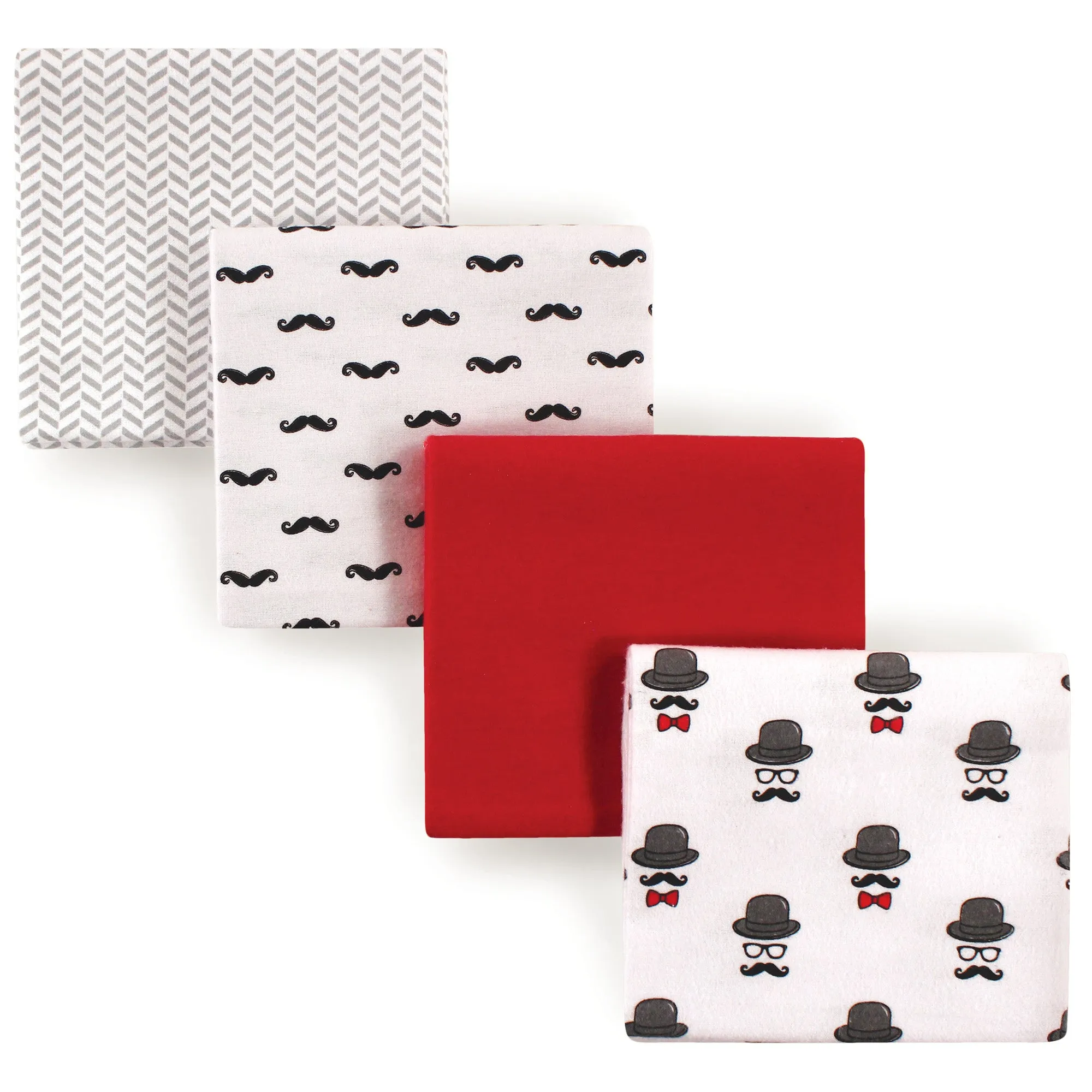 Hudson Baby Cotton Flannel Receiving Blankets, Mustache Hat