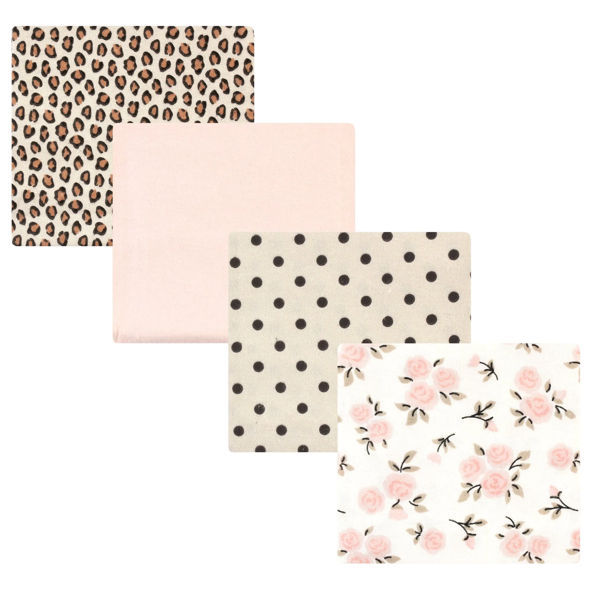 Hudson Baby Cotton Flannel Receiving Blankets, Neutral Pink Floral