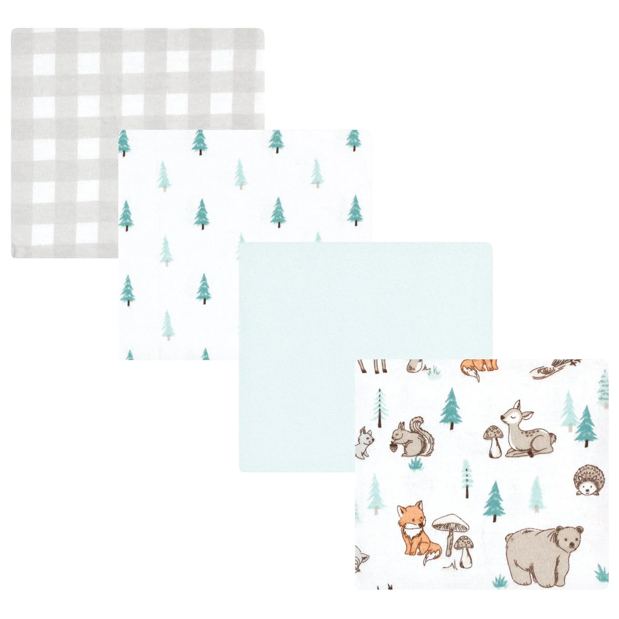 Hudson Baby Cotton Flannel Receiving Blankets, Neutral Woodland Pals