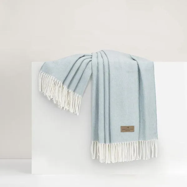 Italian Herringbone Throw Blanket in Glacier