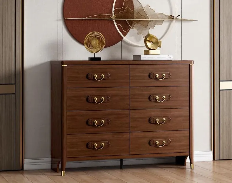 Juan Japanese Style Solid Wood Frame Chest of Drawers Cabinet