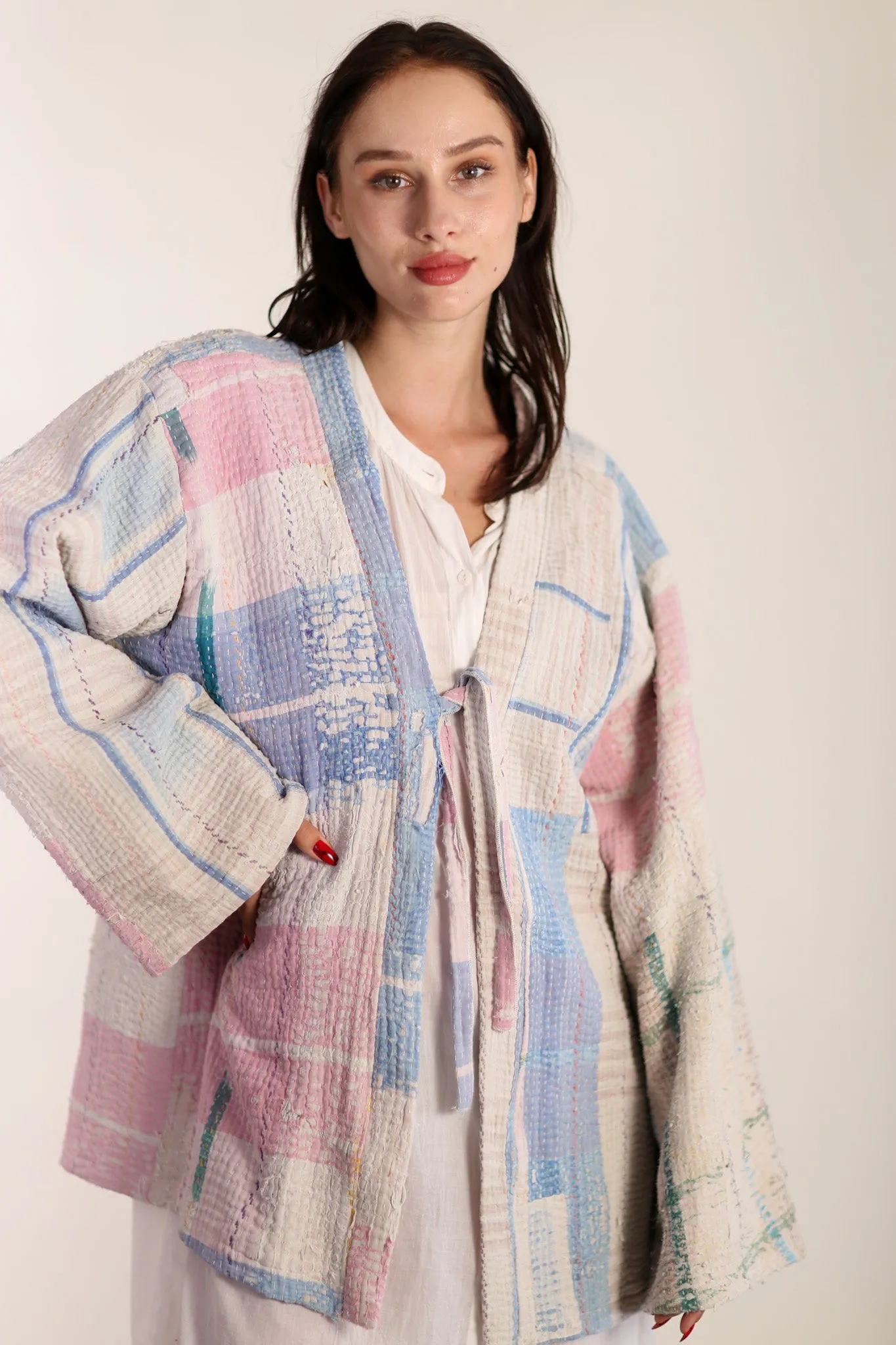 KANTHA QUILT VINTAGE FABRIC KIMONO YUMA