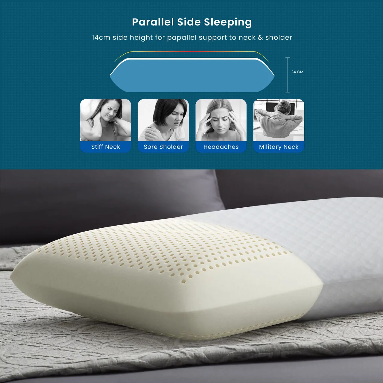 King Breathable Memory Foam Pillow 40x70X13cm - White