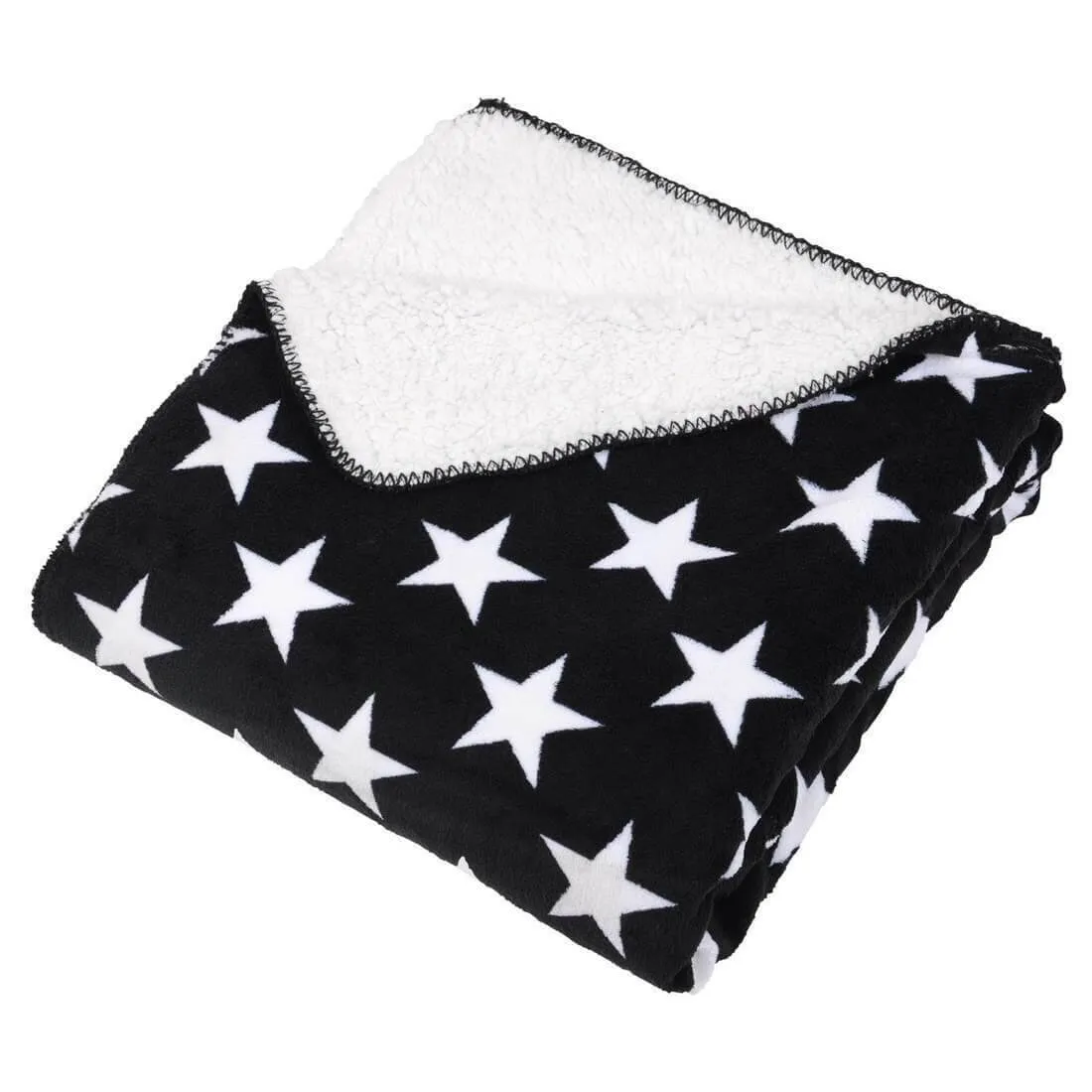 Luxury Double Layer Stars Sherpa Lined Fleece Blanket Sofa Bed Throw