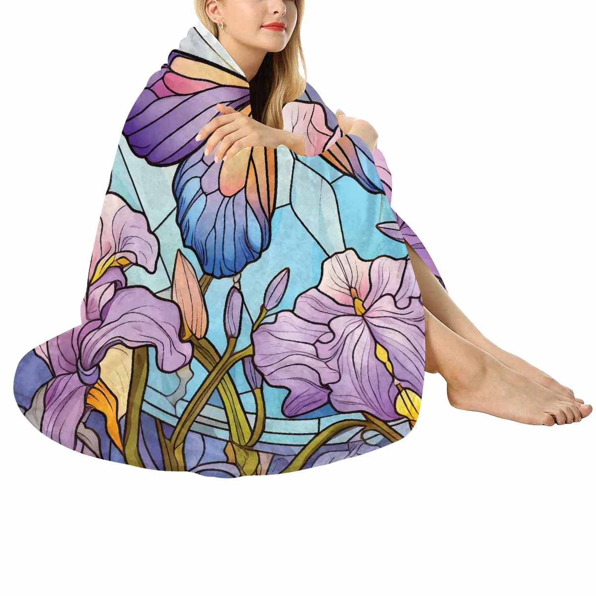 Mandalla_Butterfly_Awd35184  Circular Micro Fleece Blanket 60"