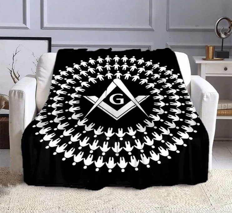 Master Mason Blue Lodge Blanket - Black & White Square and Compass G