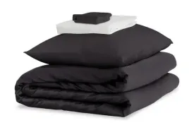 Mayfairsilk Charcoal and Brilliant White Silk Duvet Set #1