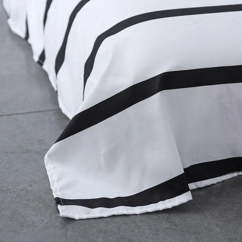 Monochromatic Stripes Duvet Bedding Set King Size