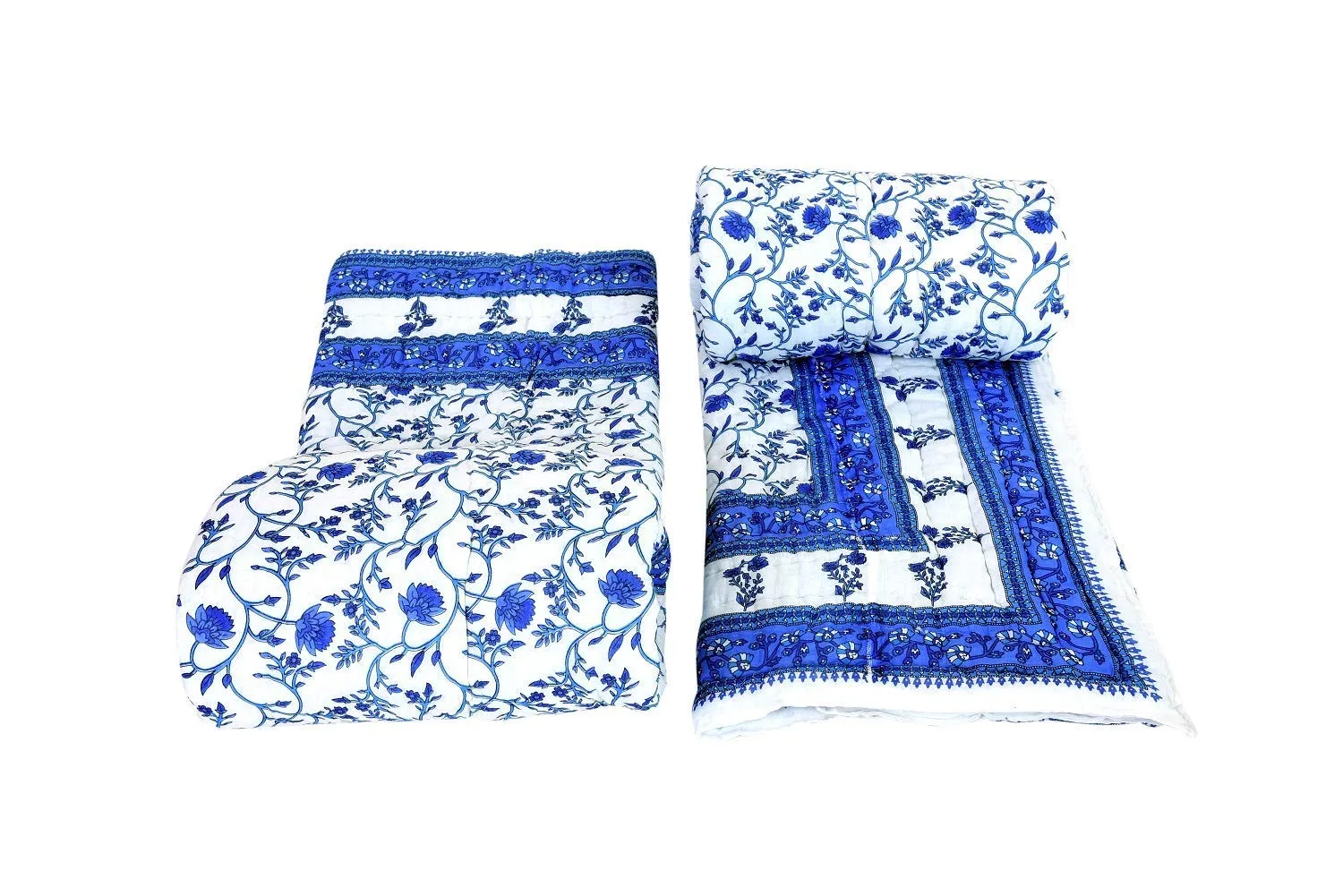 Namaste India Light Weight Reversible Both Side use Single Bed Soft Jaipuri AC Razai DesignerFloral net in Middle Cotton Quilts Blankets for Home (Size 55X85 inch) - Set of 2 razai