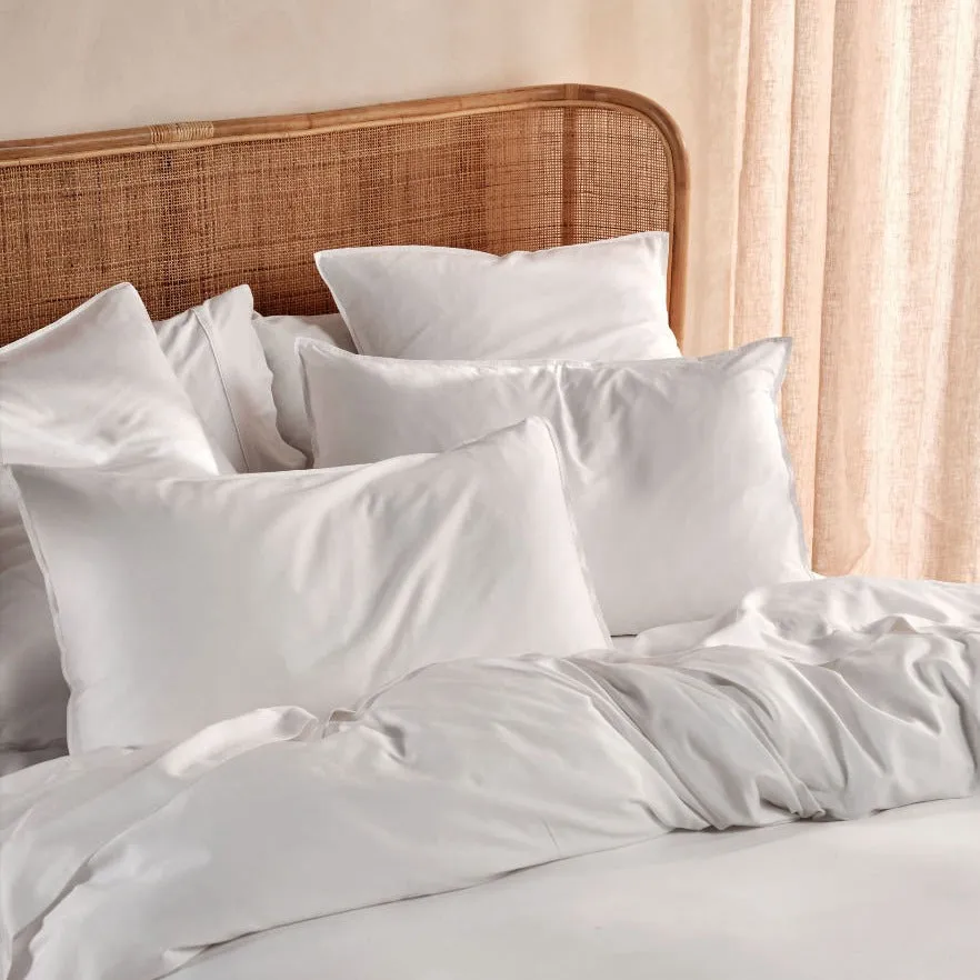 Nara Bamboo Cotton WHITE Quilt Cover Set by Linen House