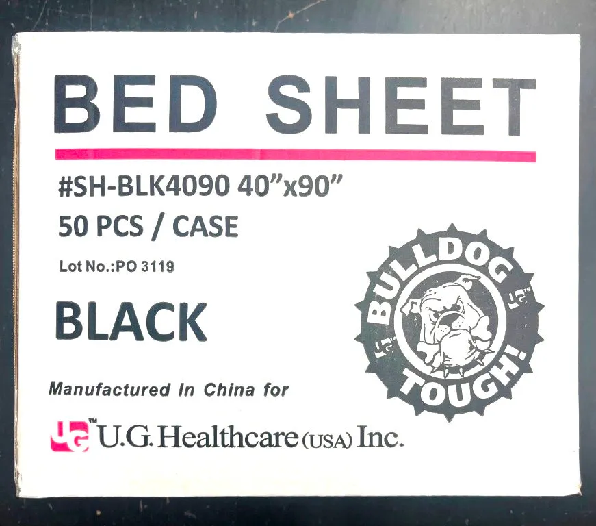 "BLACK" Drape Bed Sheets 40 x 90 -OR- Black Pillow Case Tissue, 50/case. CHINA [SELECT ONE]