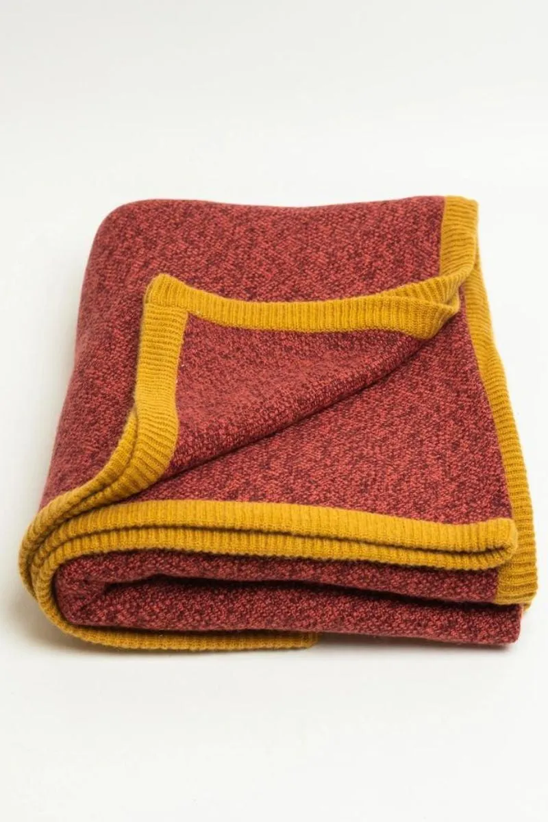 Red-100% Pure Cashmere Reversible Luxury Blanket Travel Throw