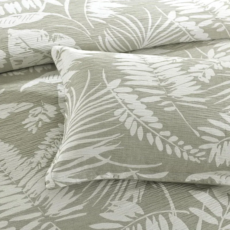 Renee Taylor Palm Tree Jacquard Sage Green Quilt Cover Set