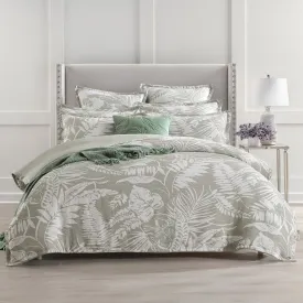 Renee Taylor Palm Tree Jacquard Sage Green Quilt Cover Set