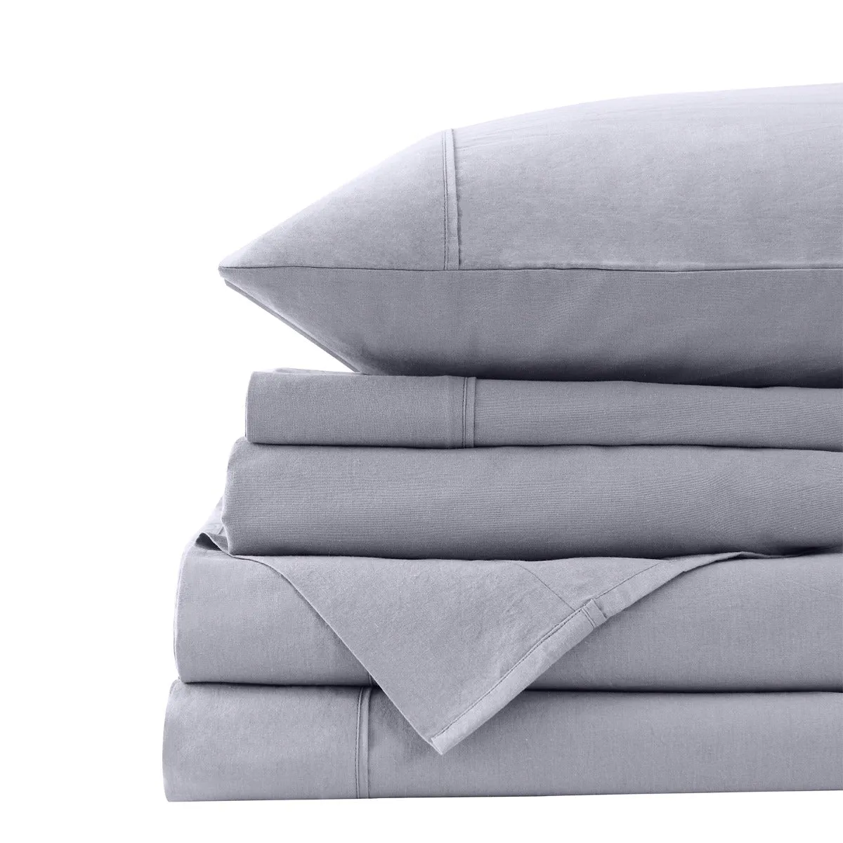 Royal Comfort Vintage Washed 100% Cotton Quilt Cover Set Bedding Ultra Soft Queen Grey