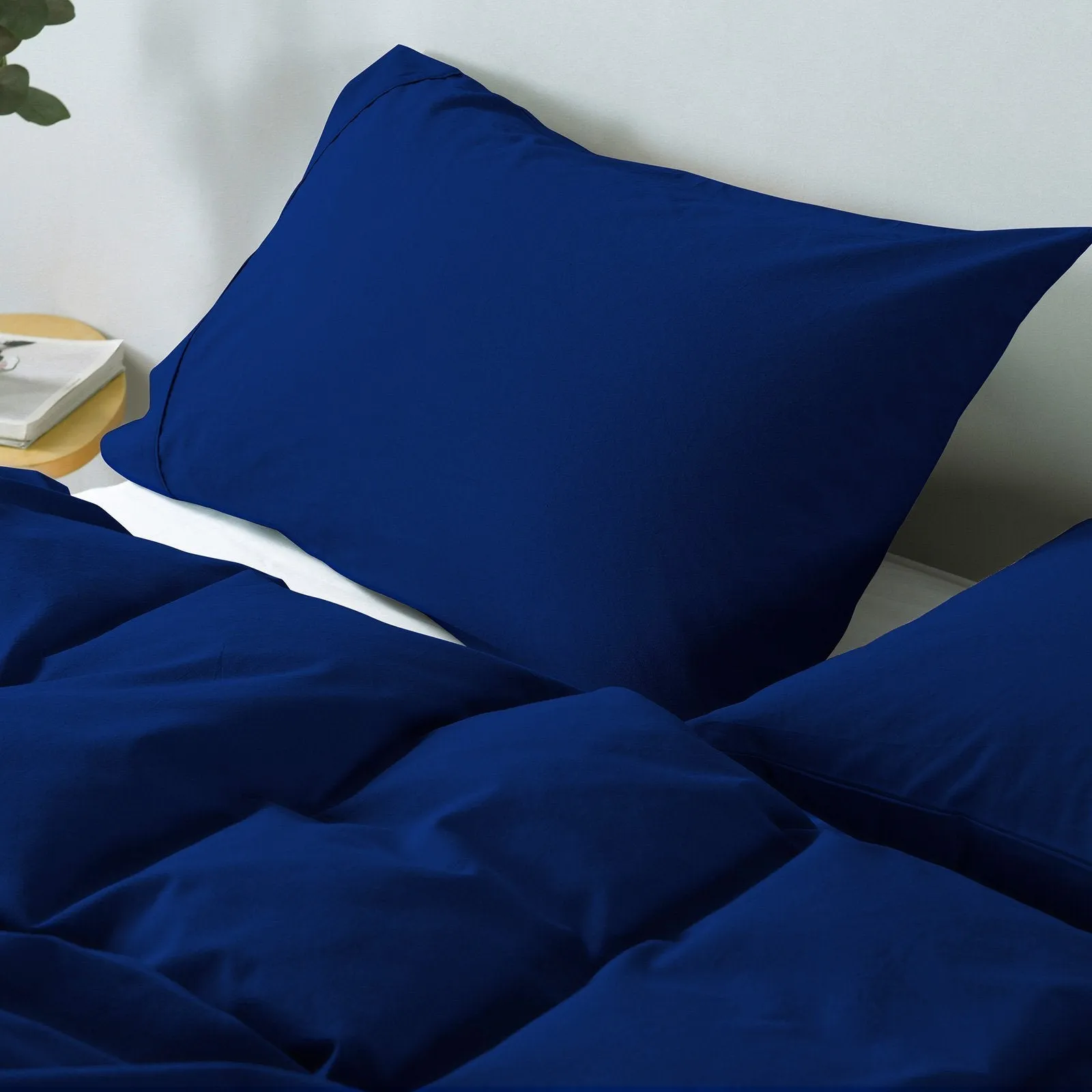 Royal Comfort Vintage Washed 100% Cotton Quilt Cover Set Bedding Ultra Soft Queen Royal Blue