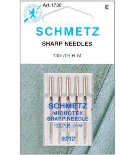 Schmetz Microtex (Sharp) Needles (5 needles) 80/12