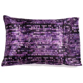 Sofa Back and Neck Support Pillow. Purple, Black Sequins Look Washable