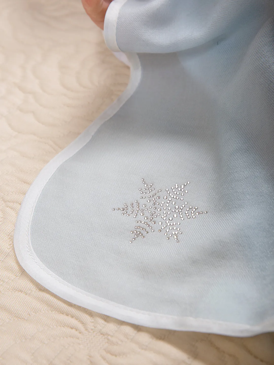 Swarovski Cashmere Monogram Blanket- Ice Blue