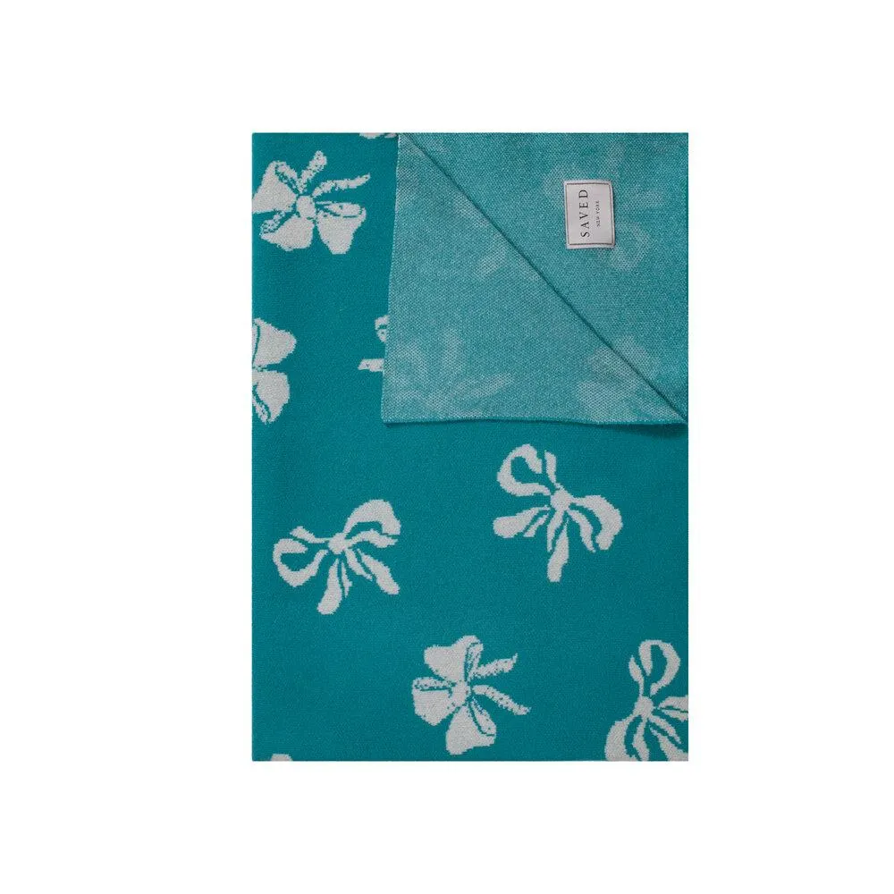 Teal Bows Cashmere Blankets by Saved NY