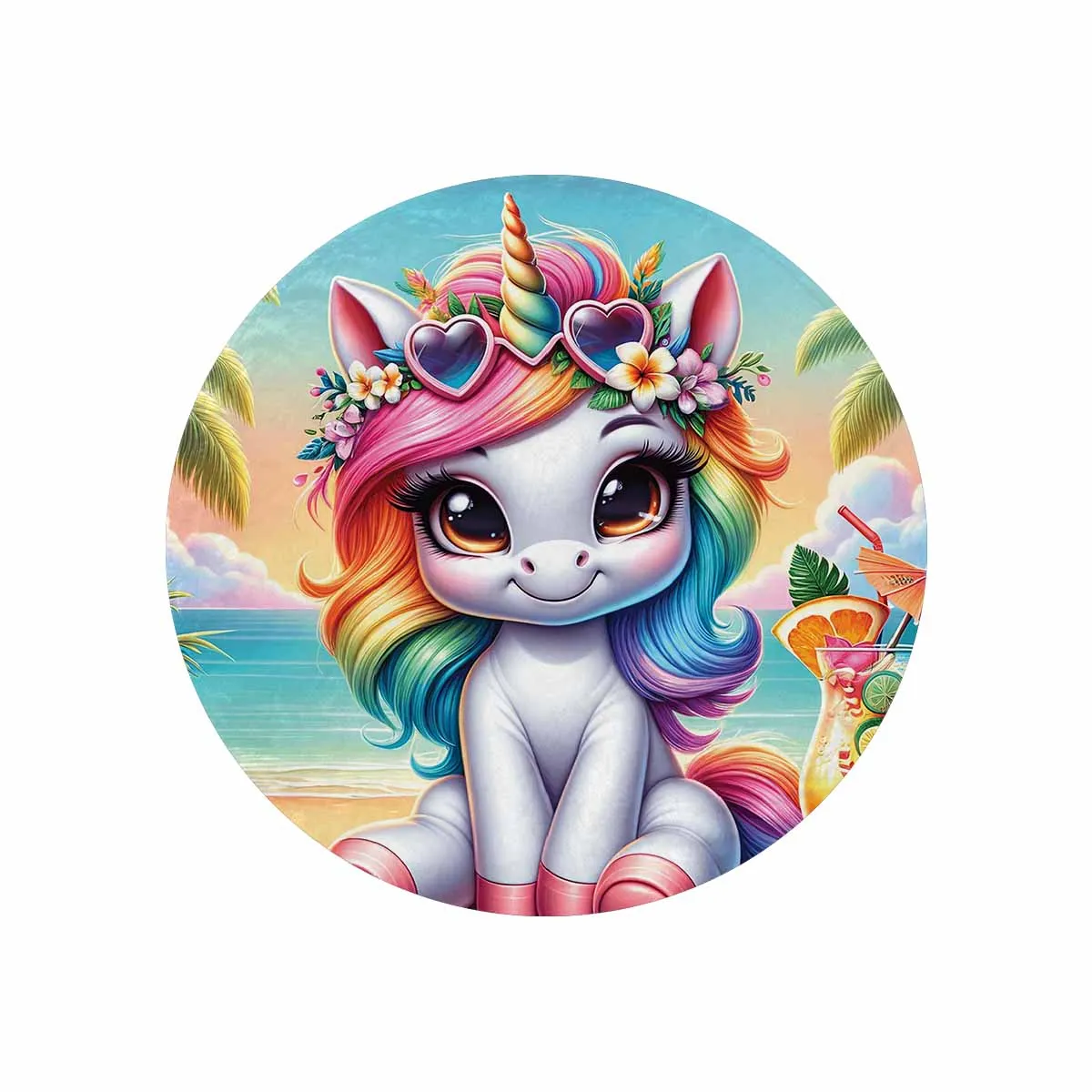 Unicorn_Awd35125  Circular Micro Fleece Blanket 60"