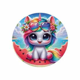 Unicorn_Awd35134  Circular Micro Fleece Blanket 60"