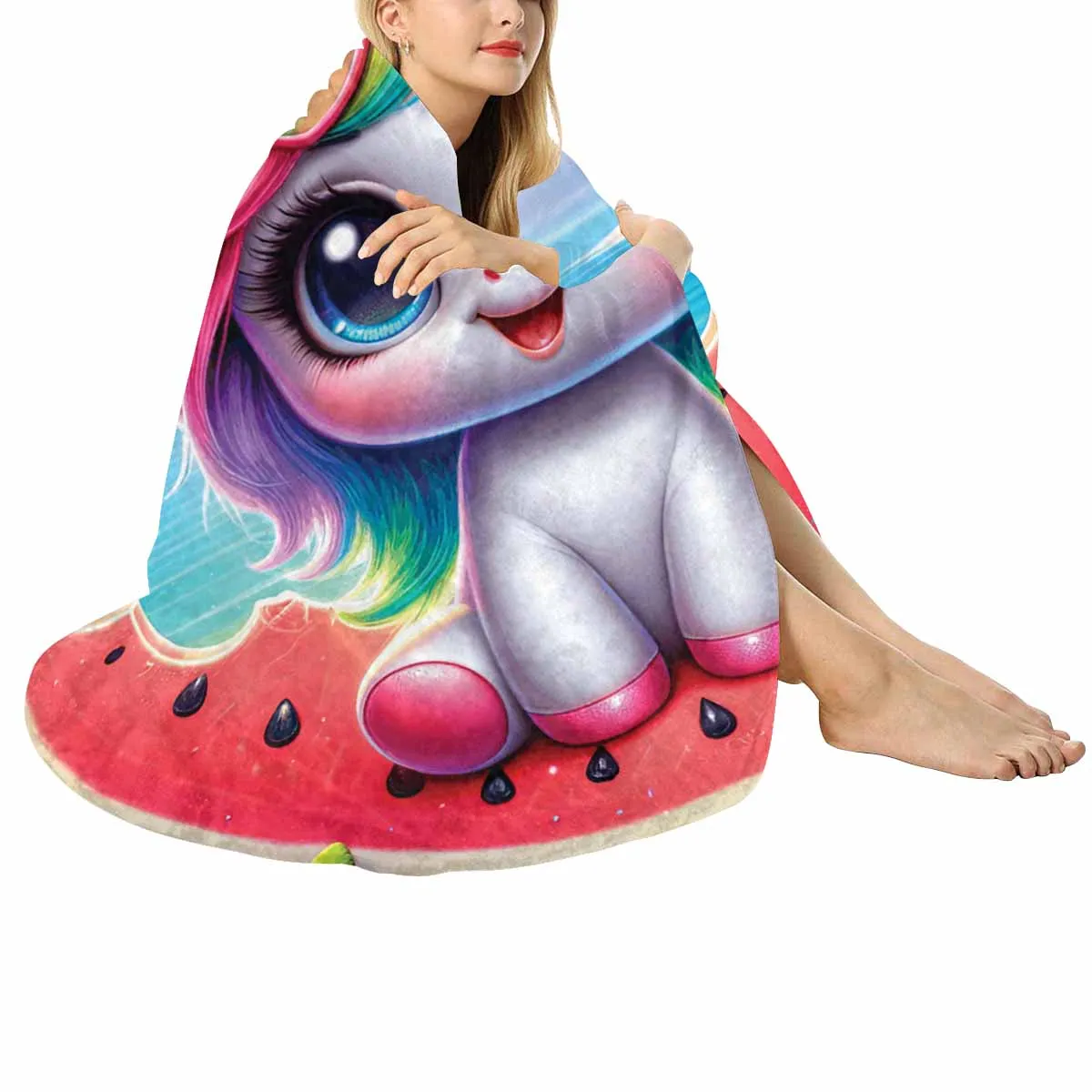 Unicorn_Awd35134  Circular Micro Fleece Blanket 60"