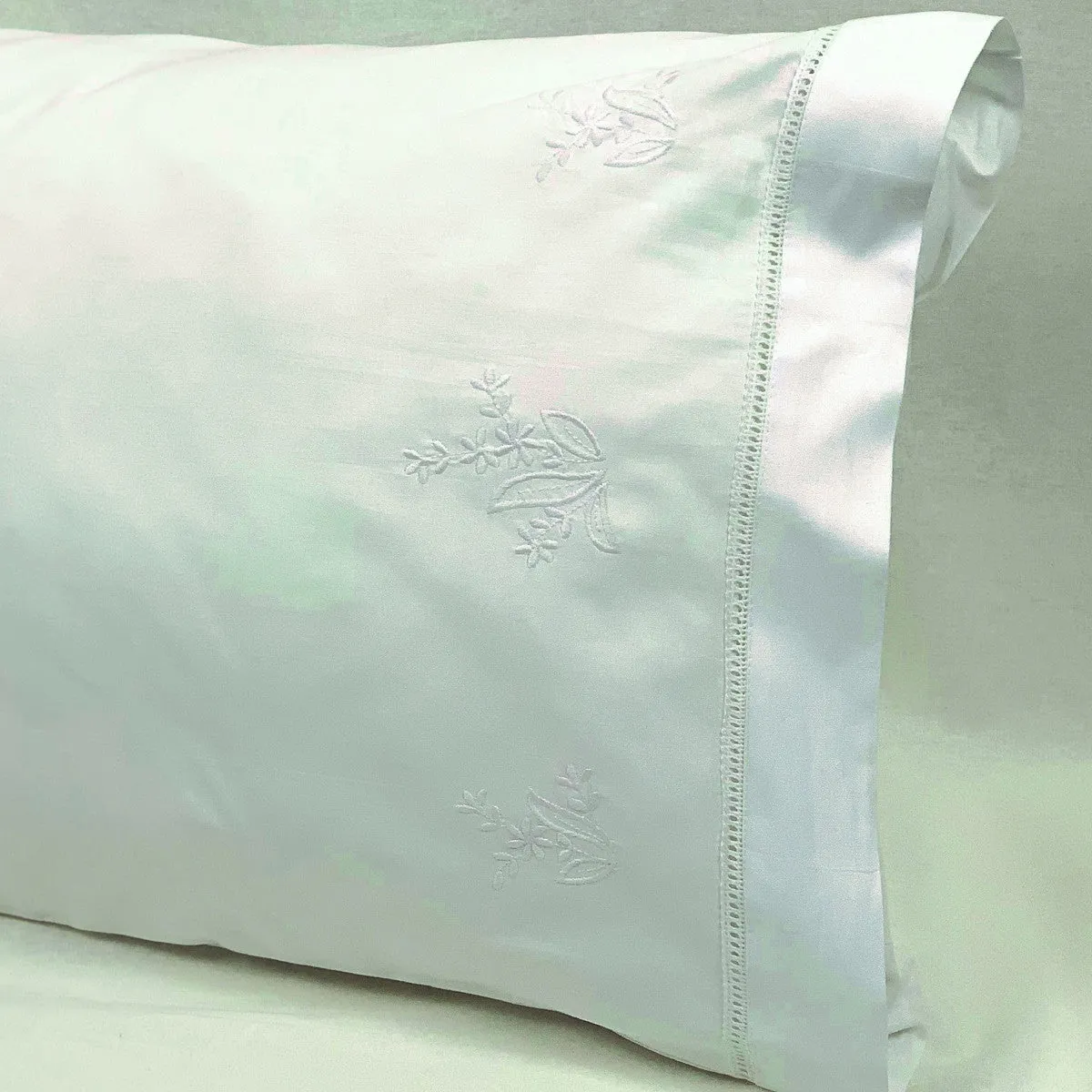 Vine Floral Embroidered Cotton Pillowcase