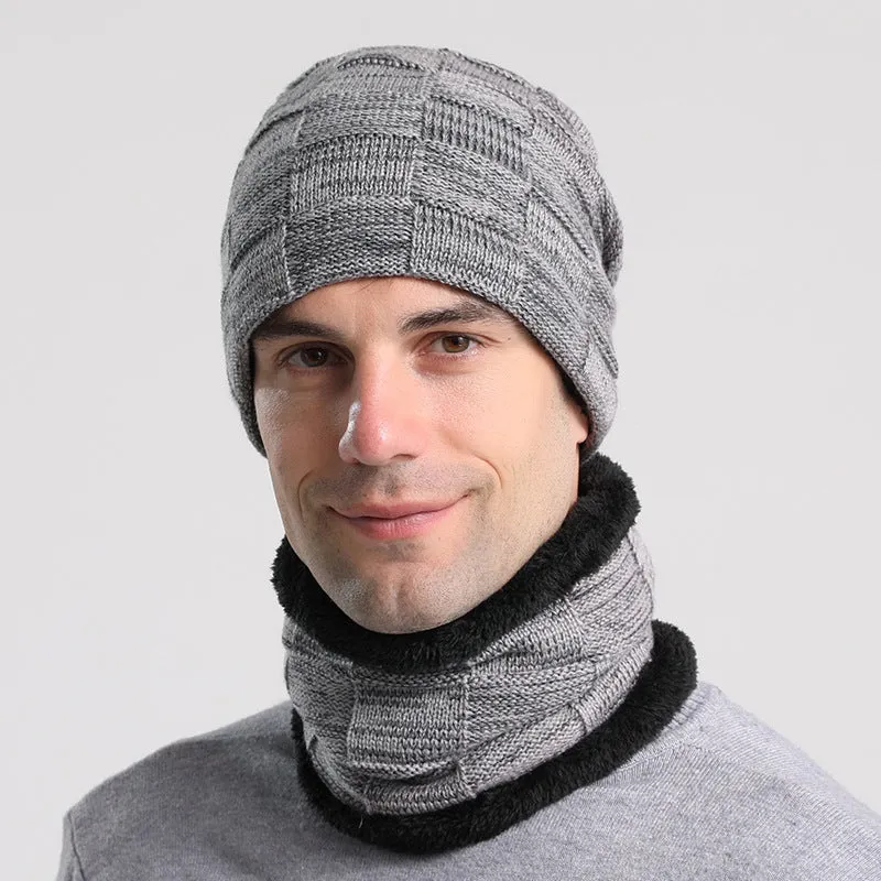 Winter pullover cap bib suit plush thickened men's knitting cap