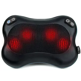 Zyllion Rechargeable Shiatsu Back and Neck Massager Pillow with Heat, 2 Speed Levels, Change Rotation and Wired Connection (ZMA-34RB)